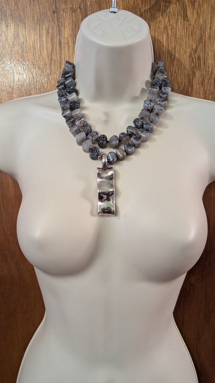 SSD Simon Sebbag Designs Agate Necklace with Sterling Silver Pendant